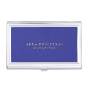 Blue Gold Colors Professional Trendy Minimalist Business Card Case