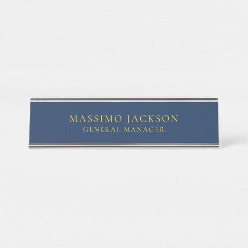 Blue Gold Colors Professional Trendy Minimalist Desk Name Plate