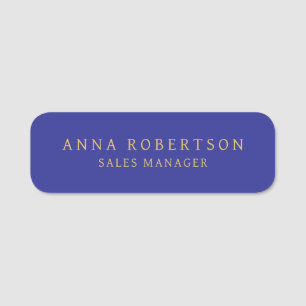 Blue Gold Colors Professional Trendy Minimalist Name Tag