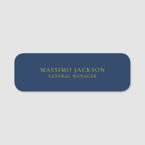 Blue Gold Colors Professional Trendy Minimalist Name Tag