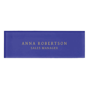 Blue Gold Colors Professional Trendy Minimalist Name Tag