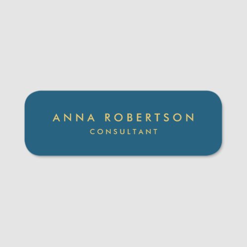 Blue Gold Colors Professional Trendy Minimalist Name Tag