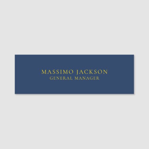 Blue Gold Colors Professional Trendy Minimalist Name Tag