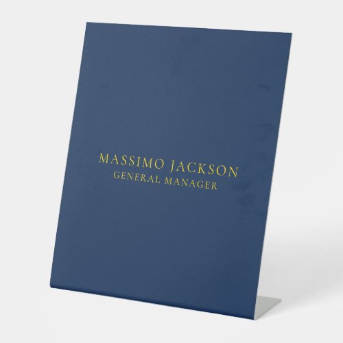 Blue Gold Colors Professional Trendy Minimalist Pedestal Sign