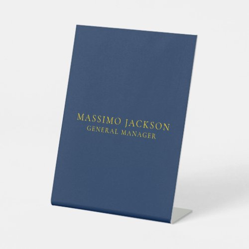 Blue Gold Colors Professional Trendy Minimalist Pedestal Sign