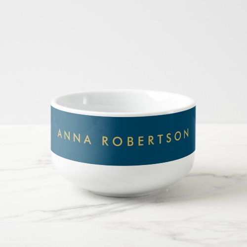 Blue Gold Colors Professional Trendy Minimalist Soup Mug
