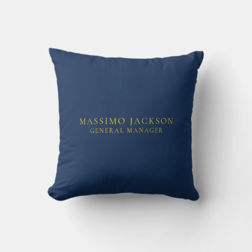 Blue Gold Colors Professional Trendy Minimalist Throw Pillow
