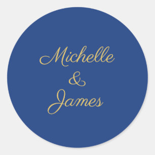 Blue & Gold Colors Professional Trendy Modern Classic Round Sticker
