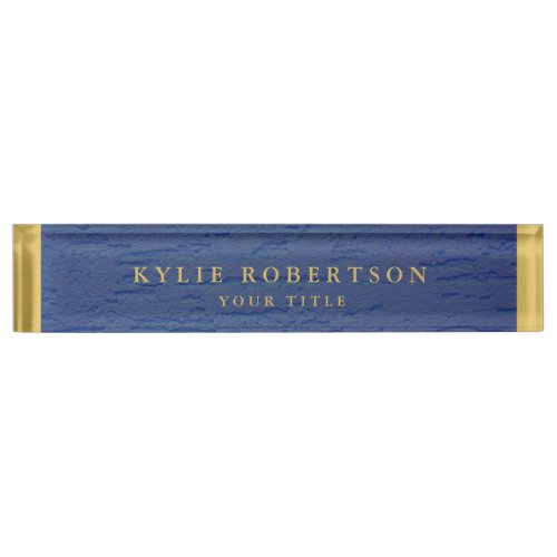 Blue Gold Colors Professional Trendy Modern Desk Name Plate