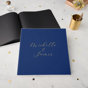 Blue & Gold Colors Professional Trendy Modern Name Guest Book