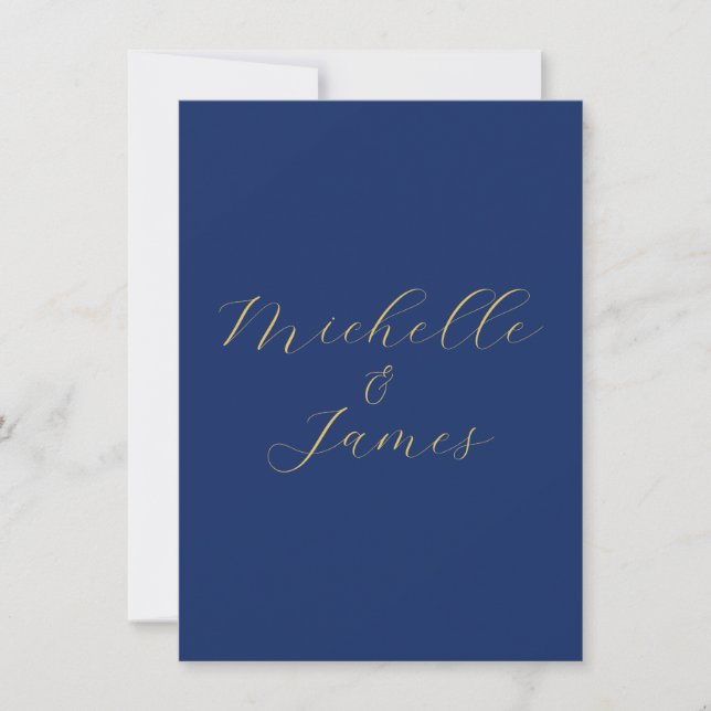 Blue & Gold Colors Professional Trendy Modern Name Note Card (Front)