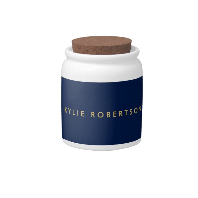 Blue Gold Colors Professional Trendy Modern Plain Candy Jar (Front)