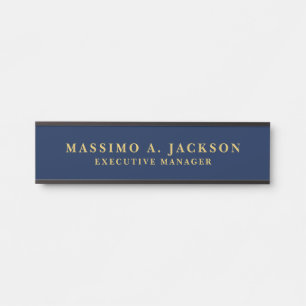 Blue Gold Colors Professional Trendy Modern Plain Door Sign