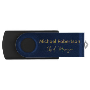 Blue Gold Colors Professional Trendy Modern Plain Flash Drive