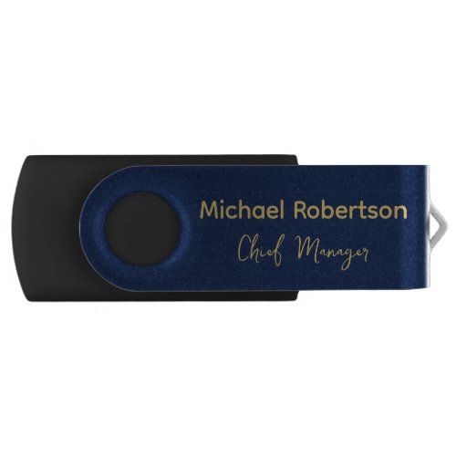 Blue Gold Colors Professional Trendy Modern Plain Flash Drive