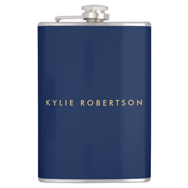 Blue Gold Colors Professional Trendy Modern Plain Flask (Front)