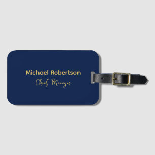 Blue Gold Colors Professional Trendy Modern Plain Luggage Tag
