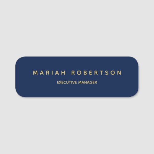 Blue Gold Colors Professional Trendy Modern Plain Name Tag