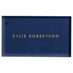 Blue Gold Colors Professional Trendy Modern Plain Place Card Holder
