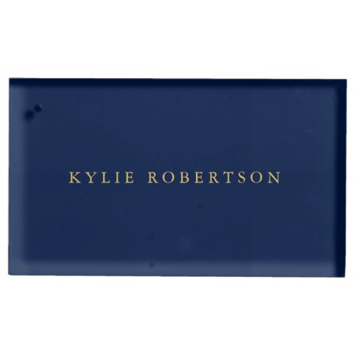 Blue Gold Colors Professional Trendy Modern Plain Place Card Holder