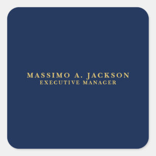 Blue Gold Colors Professional Trendy Modern Plain Square Sticker