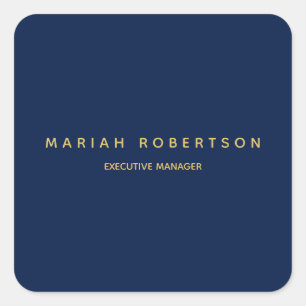 Blue Gold Colors Professional Trendy Modern Plain Square Sticker