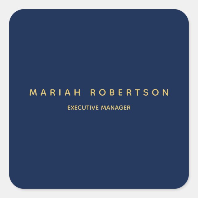 Blue Gold Colors Professional Trendy Modern Plain Square Sticker (Front)