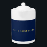 Blue Gold Colors Professional Trendy Modern Plain Teapot<br><div class="desc">Represent yourself with this modern,  elegant design. This template can be customized to meet all professional occupations.</div>
