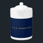 Blue Gold Colors Professional Trendy Modern Plain Teapot<br><div class="desc">Represent yourself with this modern,  elegant design. This template can be customized to meet all professional occupations.</div>