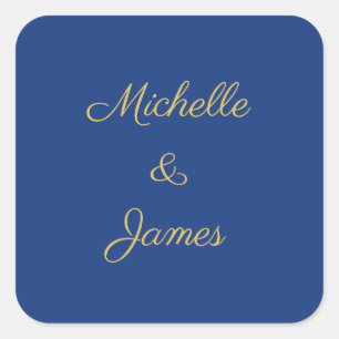Blue & Gold Colors Professional Trendy Modern Square Sticker