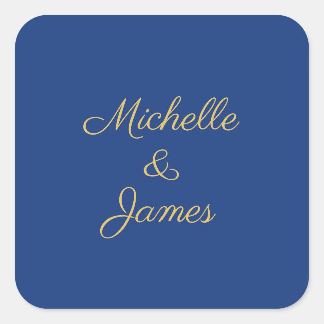Blue & Gold Colors Professional Trendy Modern Square Sticker (Front)