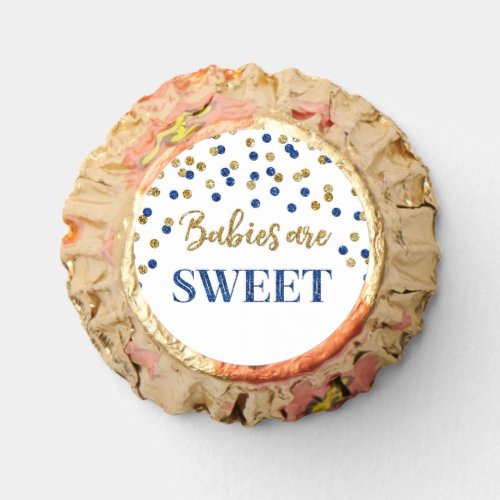 Blue Gold Confetti Babies are Sweet Baby Showe Reeses Peanut Butter Cups