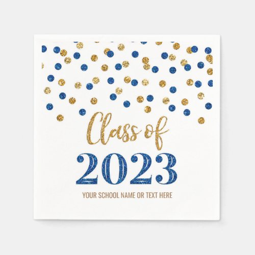 Blue Gold Confetti Class of 2023  Napkins