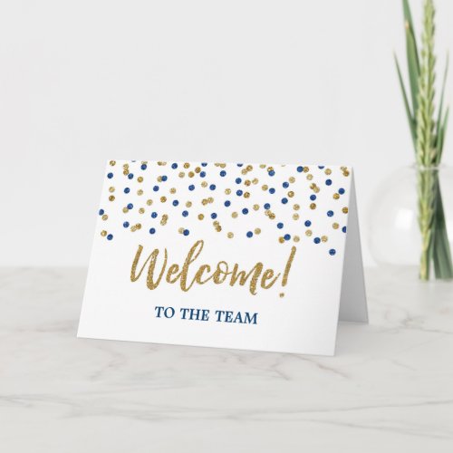 Blue Gold Confetti Employee Welcome to the Team Card