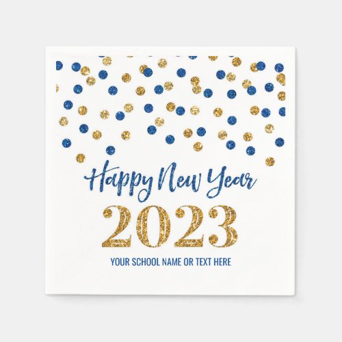 Blue Gold Confetti Happy New Year 2023 Napkins