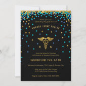 Blue & Gold Confetti Nursing Graduation Invitation (Front)