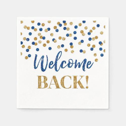 Blue Gold Confetti Welcome Back Napkins