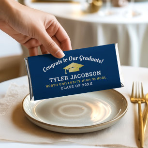 Blue Gold Congrats Graduate Graduation Hershey Bar Favors