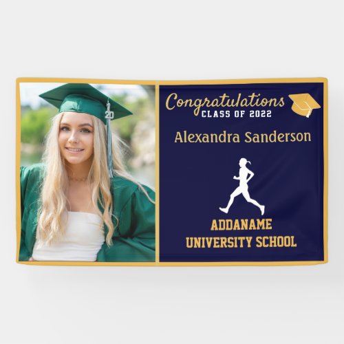 Blue Gold Congratulation Runner Graduate  Banner