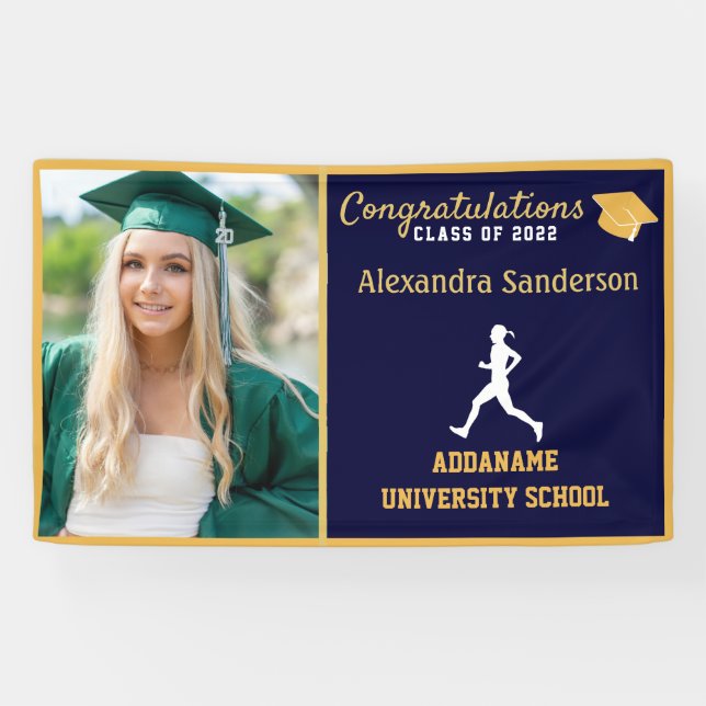 Blue Gold Congratulation Runner Graduate  Banner (Horizontal)