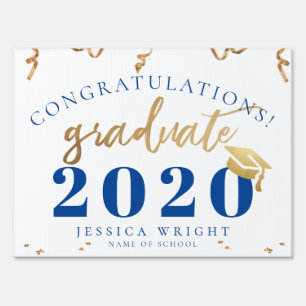 Blue Gold Congratulations 2020 Class Graduation Sign