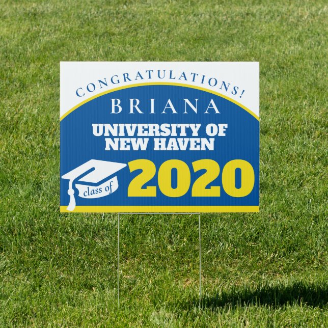 Blue Gold Congratulations 2020 Graduation Sign (Insitu)