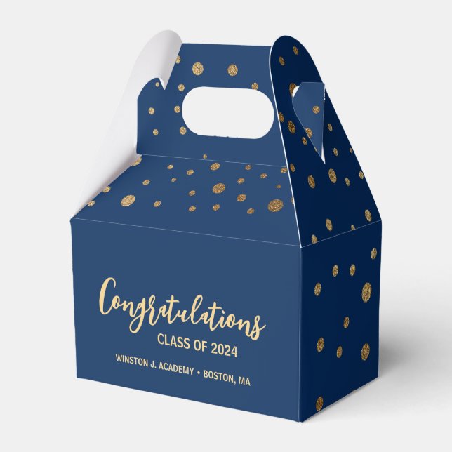 Blue gold Congratulations class of 2024 graduation Favor Boxes (Front Side)