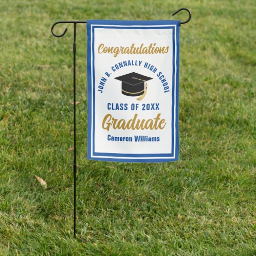 Blue Gold Congratulations Graduate Custom 2024 Garden Flag