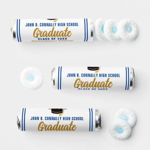 Blue Gold Congratulations Graduate Custom Party Breath Savers Mints