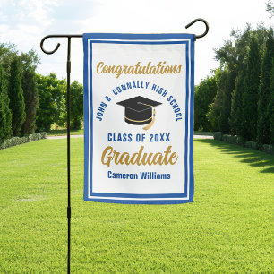 Blue Gold Congratulations Graduate Custom Party Garden Flag