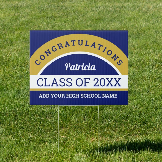 Blue Gold Congratulations Graduation Class of 2025 Sign (Insitu)