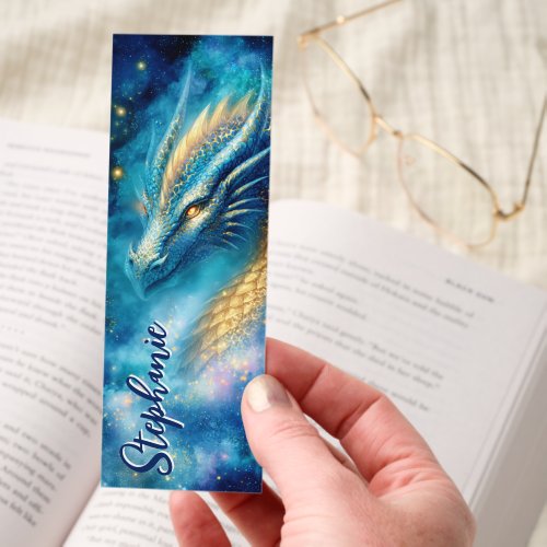 Custom Accessories 24 Blue Gold Cosmic Dragon Celestial Personalized Bookmarks