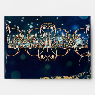 Blue & Gold Costume Masquerade Mask Birthday Party Envelope