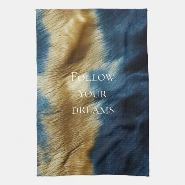 Blue Gold Cowhide Kitchen Towel (Vertical)